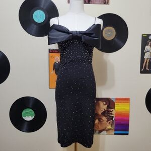 KikiRiki | Black Bow Antrasit Bodycon Mini Dress.